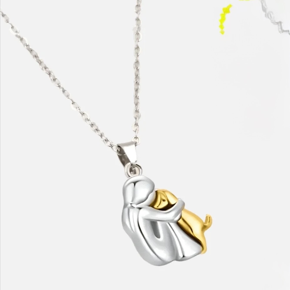 🆕 Dog Mom Embrace Pendant Necklace Sterling/Gold 18" Chain w/Extender